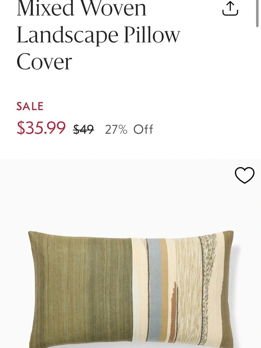 West Elm Mixed Woven pillow cover only